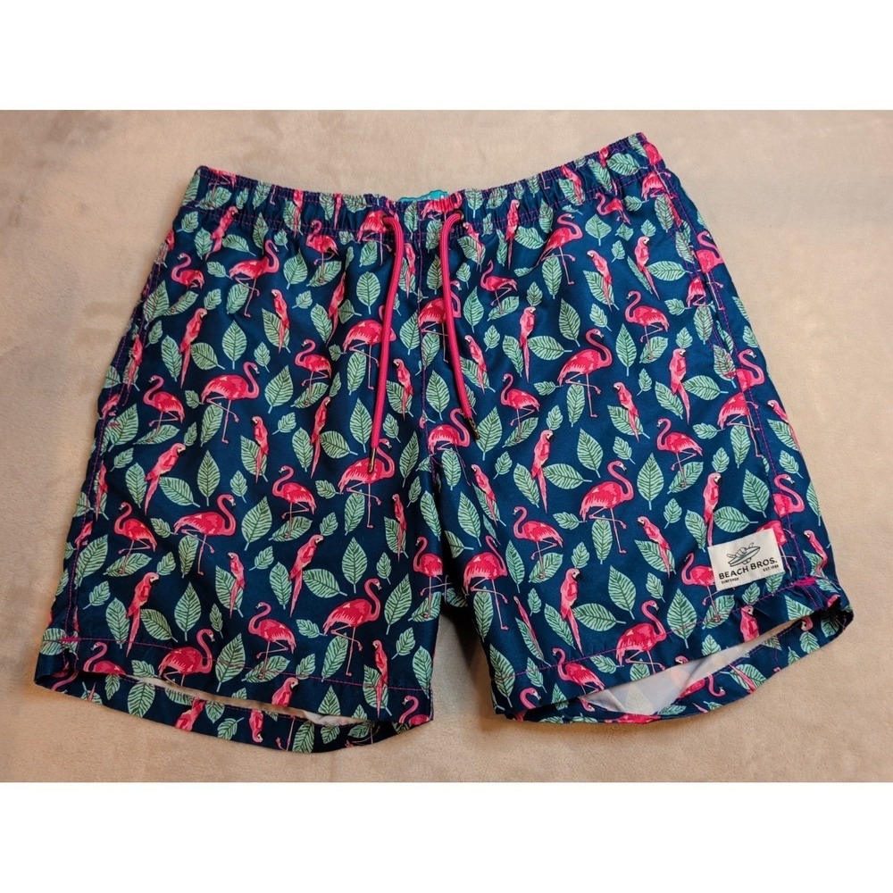 Beach Bros. Men's Flamingo Blue‎ & Pink Swim Trunks Size XL